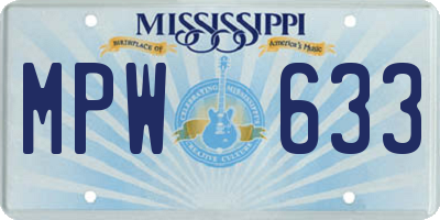 MS license plate MPW633