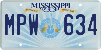 MS license plate MPW634