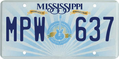 MS license plate MPW637