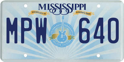 MS license plate MPW640