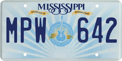 MS license plate MPW642