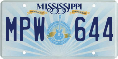 MS license plate MPW644