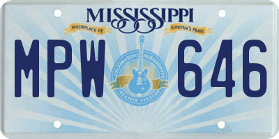 MS license plate MPW646