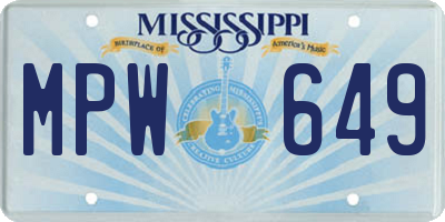 MS license plate MPW649