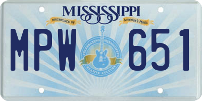 MS license plate MPW651
