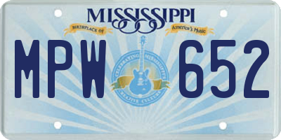 MS license plate MPW652