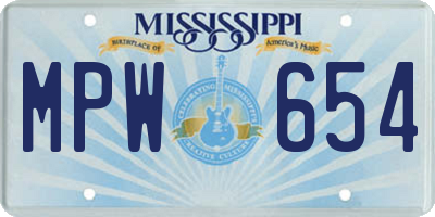 MS license plate MPW654