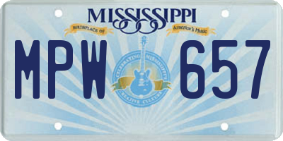 MS license plate MPW657