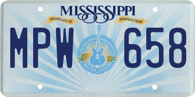 MS license plate MPW658