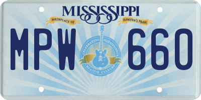MS license plate MPW660