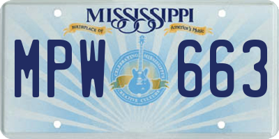 MS license plate MPW663