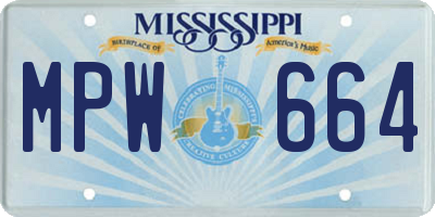 MS license plate MPW664