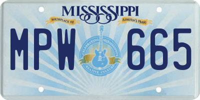 MS license plate MPW665