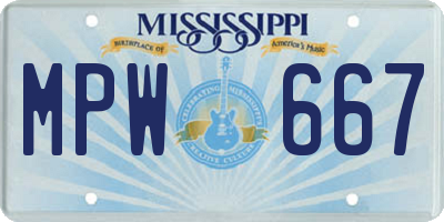 MS license plate MPW667