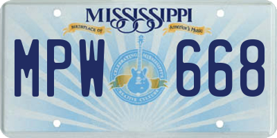 MS license plate MPW668