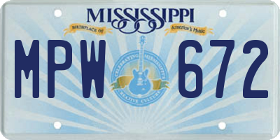 MS license plate MPW672