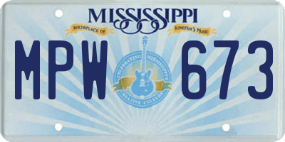 MS license plate MPW673