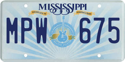 MS license plate MPW675