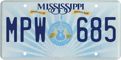 MS license plate MPW685