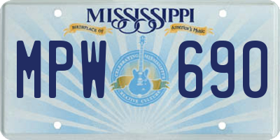 MS license plate MPW690