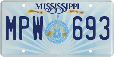 MS license plate MPW693