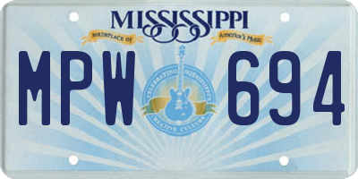 MS license plate MPW694