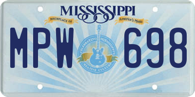 MS license plate MPW698