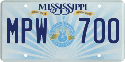 MS license plate MPW700