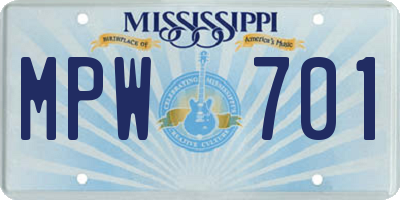 MS license plate MPW701