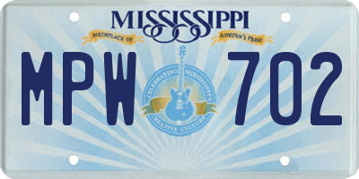 MS license plate MPW702