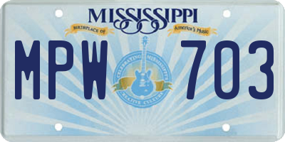 MS license plate MPW703