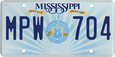 MS license plate MPW704