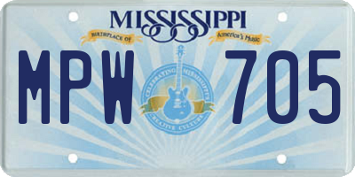 MS license plate MPW705