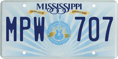 MS license plate MPW707