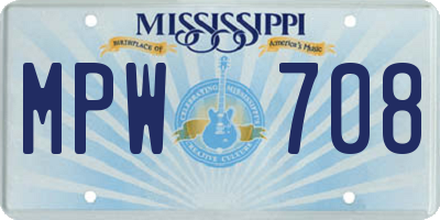MS license plate MPW708