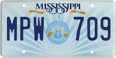 MS license plate MPW709