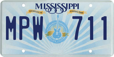 MS license plate MPW711