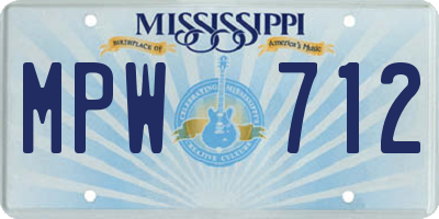MS license plate MPW712