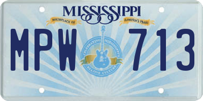 MS license plate MPW713