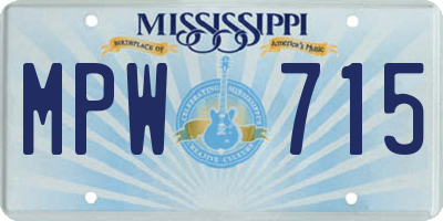 MS license plate MPW715