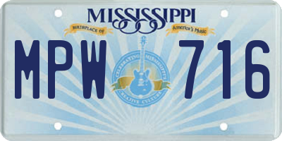 MS license plate MPW716