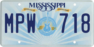 MS license plate MPW718
