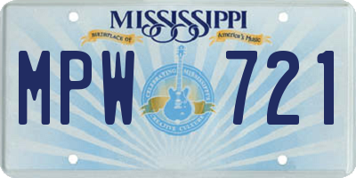 MS license plate MPW721