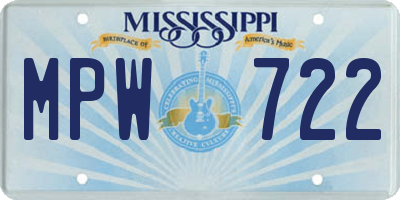 MS license plate MPW722