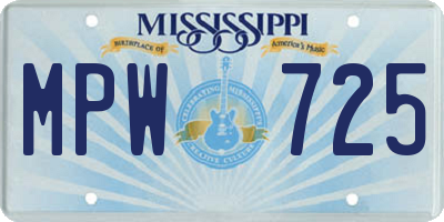 MS license plate MPW725