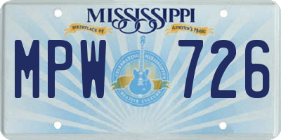 MS license plate MPW726