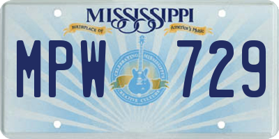 MS license plate MPW729