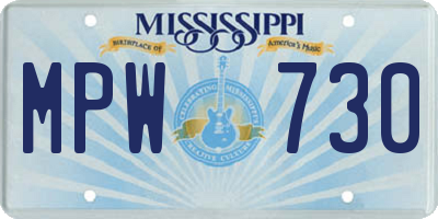 MS license plate MPW730