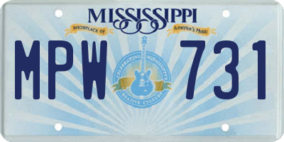 MS license plate MPW731