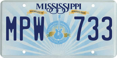 MS license plate MPW733